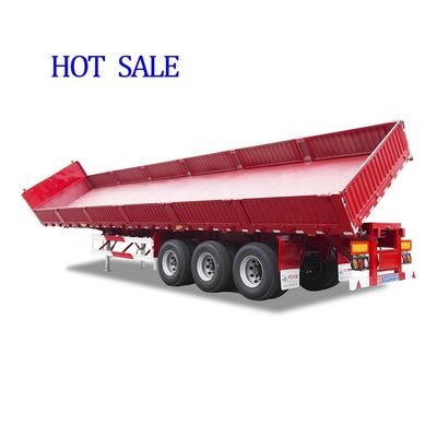 Dreiachssige Doppelseiten-Dump Tipper Semi-Trailer 600 mm Wandplattenhöhe 12R22.5 Reifen