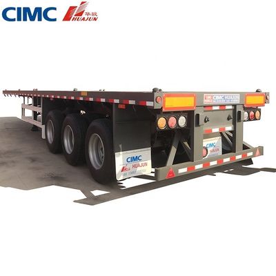 50 Tonnen Lastwagenanhänger 3 Achse 40ft CIMC HUAJUN Flatbed Semi-Trailer