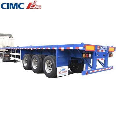 50 Tonnen Lastwagenanhänger 3 Achse 40ft CIMC HUAJUN Flatbed Semi-Trailer