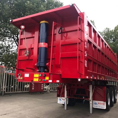 Lkw-Anhänger 50 Tonnen Hydraulischer Hinterkipp-Dump-Halbanhänger für den Transport von Kohlenstoffstaub
