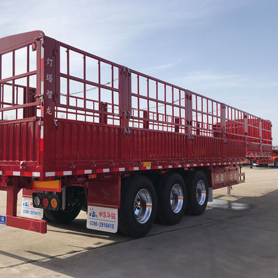 FUWA- oder BPW-Achs-Lkw-Anhänger CIMC HUAJUN Zaun Flachbett-Halbanhänger mit Design
