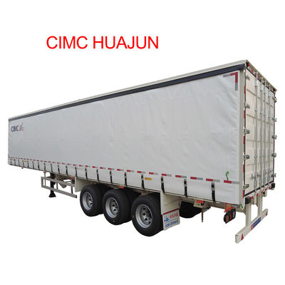 CIMC HUAJUN Anhänger Vorhang Spannung 3 Achsen 40 ft Drop Deck für Trockenfracht Transport