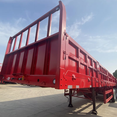 60 T Max Nutzlast 3 Achsen Flachbett Semi-Anhänger mit Seiten Tür und Seitenwand Ladung Zaun