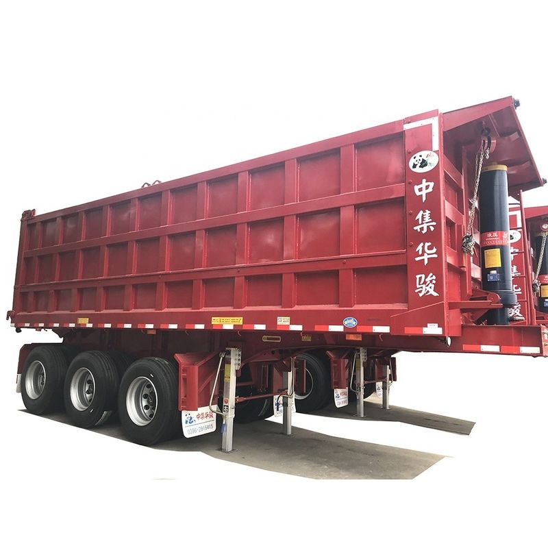 Lkw-Anhänger 50 Tonnen Hydraulischer Hinterkipp-Dump-Halbanhänger für den Transport von Kohlenstoffstaub