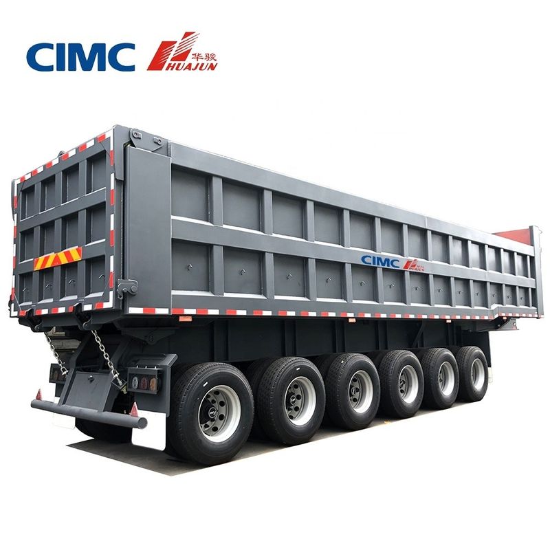 CIMC HUAJUN 40 Tonnen 3 Achsen Mehrfachachsen hydraulischer Dump Tipper Anhänger für den Lkw-Fahrzeugverkehr