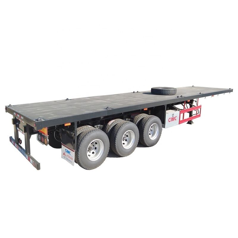 80 Tonnen Lkw-Chassis CIMC HUAJUN 20ft 40ft Flachbett-Container-Anhänger mit 12R22.5 Reifen