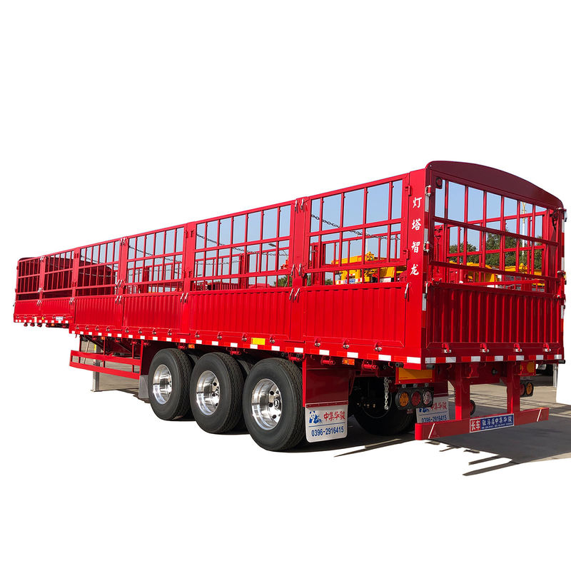 FUWA- oder BPW-Achs-Lkw-Anhänger CIMC HUAJUN Zaun Flachbett-Halbanhänger mit Design