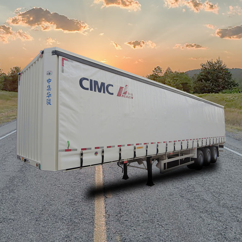 CIMC HUAJUN Anhänger Vorhang Spannung 3 Achsen 40 ft Drop Deck für Trockenfracht Transport