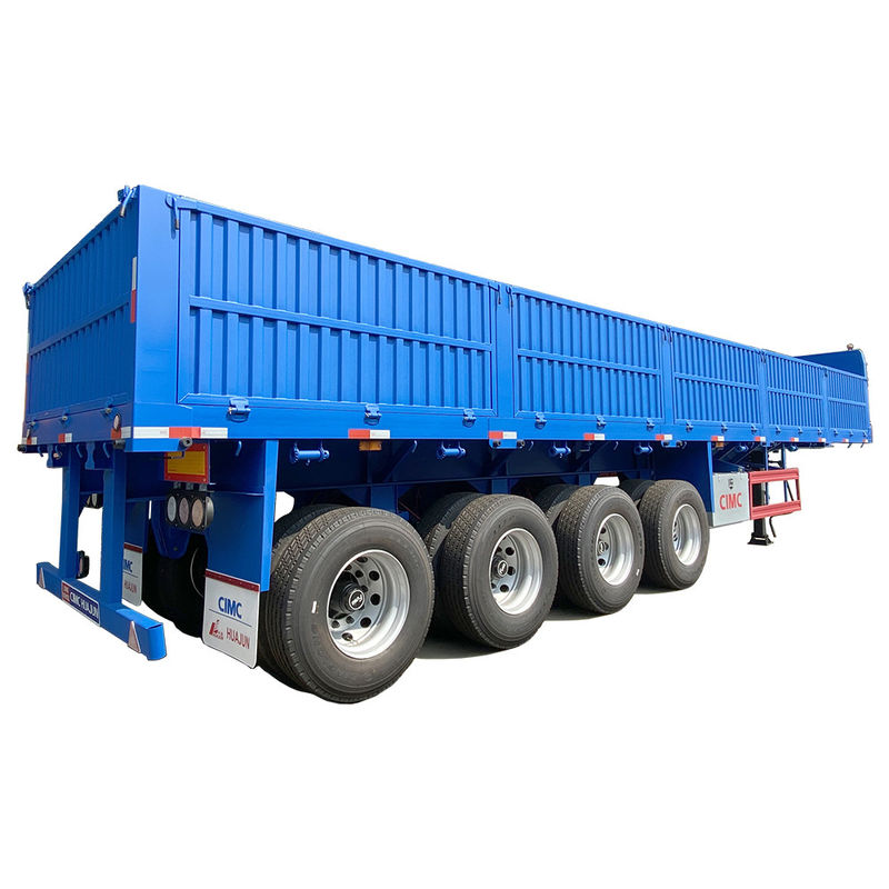 Hot 4 Achsen Flachbett Semi-Anhänger mit 1000 mm Seitwand Max Nutzlast von 60T 12.00R20 Reifen