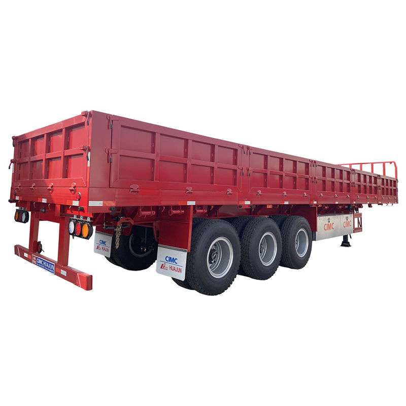 60 T Max Nutzlast 3 Achsen Flachbett Semi-Anhänger mit Seiten Tür und Seitenwand Ladung Zaun